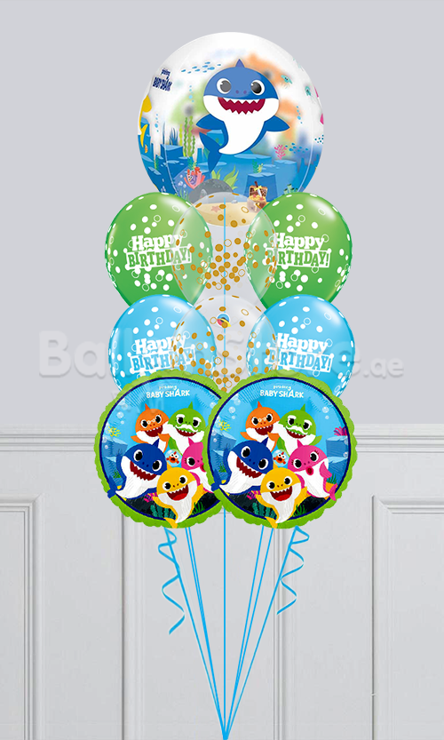 Baby Shark Orbz Bubbles Birthday Confetti Dots Balloon Bouquet