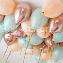 Chrome Rose Gold ,Pastel Green & Blush Helium Balloons - 25counrt