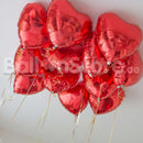 Love Red Heart Foil Helium Balloons - 12count FOR-CEILING