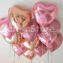 Rose Gold & Pink Heart Foil Helium Balloons - 12count
