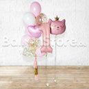 Any Number Cutie Cattie Pink Crown & Tassel Confetti Balloon Bouquet - Set