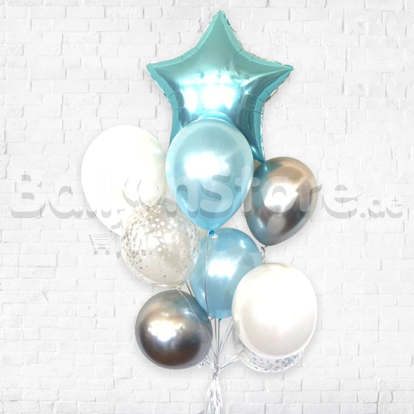 Pastel Blue Confetti Balloon Bouquet