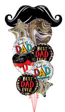Best DAD Love You Marble Mustache Big Balloon Bouquet