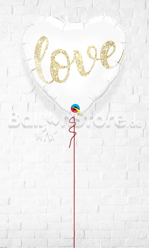 Love Glitter Gold Heart Foil Balloons