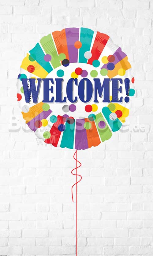 Welcome Dots & Stripes Foil Balloon