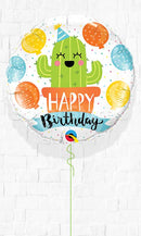Round Birthday Party Cactus Foil Balloon