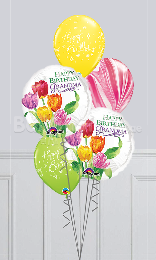 Happy Birthday Grandma Sparkling Agate Balloon Bouquet