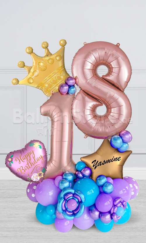 Any Two Number Royal Birthday Balloon Arrangement