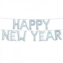 Happy New Year Silver Letters - Balloon Banner