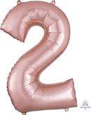 Number Two Rose Gold Helium Filled