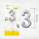 Silver Number Party Candles  - PLEASE SELECT NUMBER