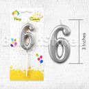 Silver Number Party Candles  - PLEASE SELECT NUMBER