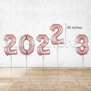 2024 & 5 Large Number Foil Metallic ROSEGOLD Balloons - HELIUM FILLED
