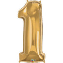 Number One Metallic Gold Helium Filled