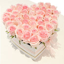41 Pink Roses Heart Box Flower Arrangement