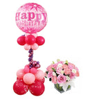 Pink Bubble Chrome Birthday Balloon Combo