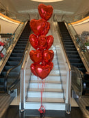 RED Heart Shape Foil Balloon Bouquet-12 pcs.