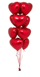 RED Heart Shape Foil Balloon Bouquet-12 pcs.