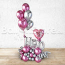 Chrome Mauve Silver with Custom Text Classic Birthday Balloon Arrangement PRE-ORDER 1DAY In Advance