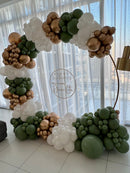 Eucalyptus Chrome Classic Organic Balloon Arch Arrangement on a Circular Stand 3DAYS NOTICE - Not Possible For Delivery