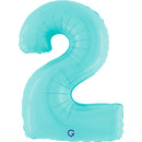 Number 2 Pastel Blue 40inc Helium Filled