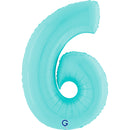 Number 6 Pastel Blue 40inc Helium Filled