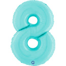 Number 8 Pastel Blue 40inc Helium Filled