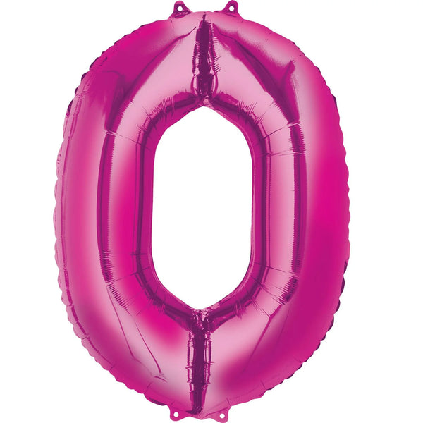 Number Zero Dark  Pink Helium Filled Balloon