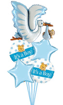 Cicogna Celeste Its a Boy all Foil Balloon bouquet with weight
