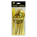 12-Pieces Metallic Gold Plastic Cutlery Set – Disposable Party Tableware