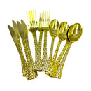 12-Pieces Metallic Gold Plastic Cutlery Set – Disposable Party Tableware
