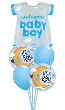 Inflated Baby Boy Onesie, Its A Boy Balloon Bouquet with weight