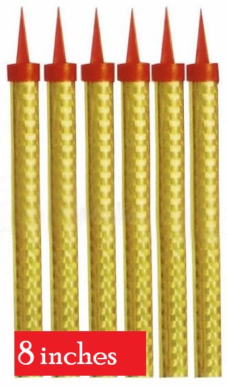 8 inches Sparkling Candles GOLD - Pack Of 6