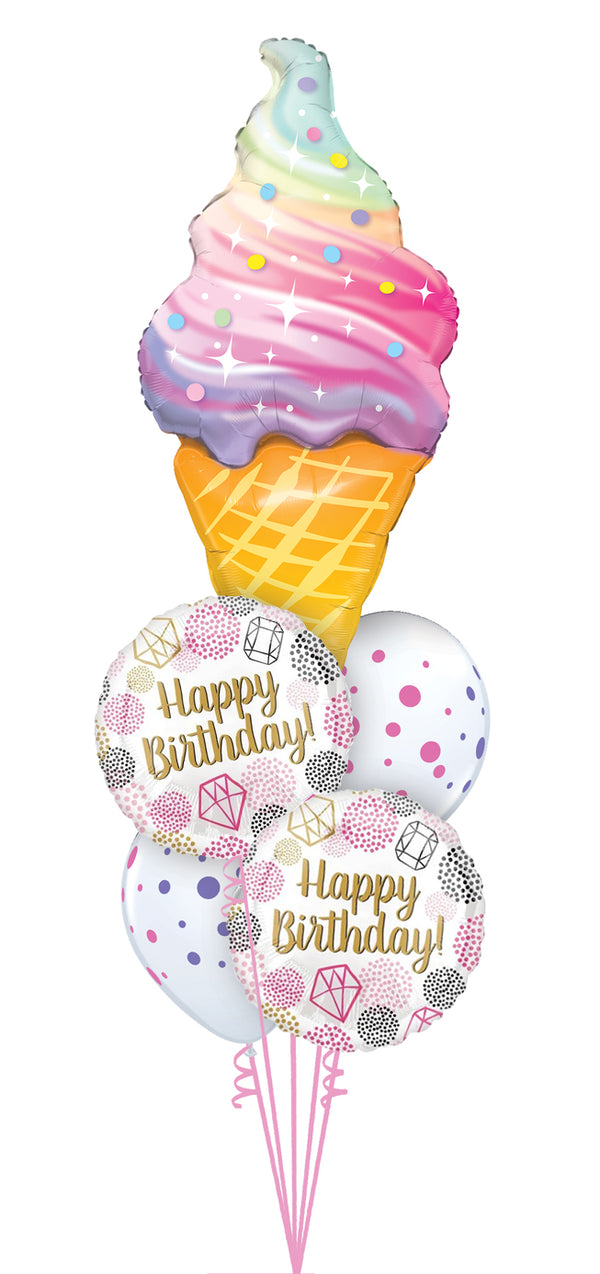 Shape Foil Rainbow Swirl Ice Cream Balloons