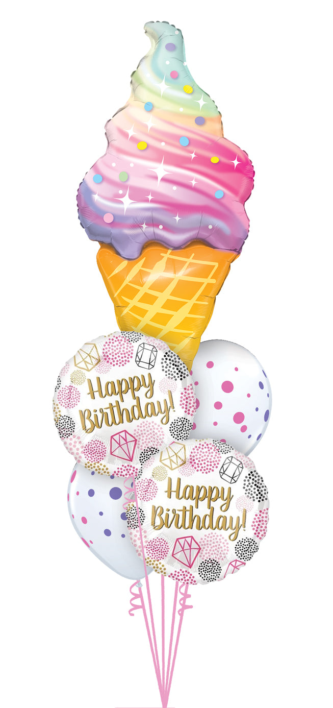 Shape Foil Rainbow Swirl Ice Cream Balloons