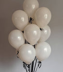 Cream Aesthetic Theme Helium Balloons With  Black satin Ribbon & Bow Comes weight