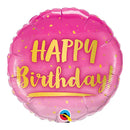 Happy Birthday Gold Pink Foil Balloon