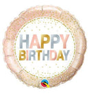 Qualatex 18in Happy Birthday Metallic Dots Round Foil Balloon (Multicoloured) (18in)