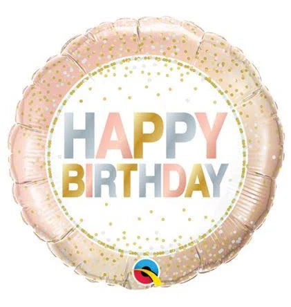 Qualatex 18in Happy Birthday Metallic Dots Round Foil Balloon (Multicoloured) (18in)