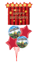 Mine Craft TNT Party Dynamite Birthday Balloon Bouquet