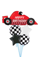 Race Car Checkered Birthday Foil Balloon Bouquet With weight