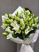 Adorable White  Lilies Bouquet   Birthday Flowers
