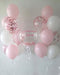 Personalized Bubble Balloons with  Pink Feather inside Confetti Balloon Bouquet