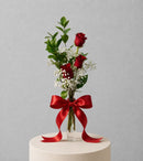 3 Red Roses On glass vase