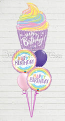 Pastel Birthday Cupcake  Balloon bouquet with weight