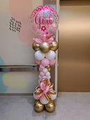 New Born Balloon Pillar with Jumbo Baby Girl Confetti as topper