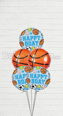 Basketball Happy Birthday  Boy Patches Balloon Bouquet With Weight