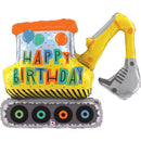 Birthday Construction Excavator With helium