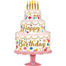 Satin Birthday Pink Cake Foil balloon, Helium  With weight