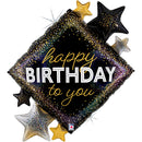 Metallic Birthday Diamond Stars  Foil balloon helium & weight